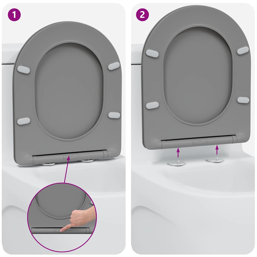 Toilet Seat Gray 47 x 36 x 3.4 cm Duroplast