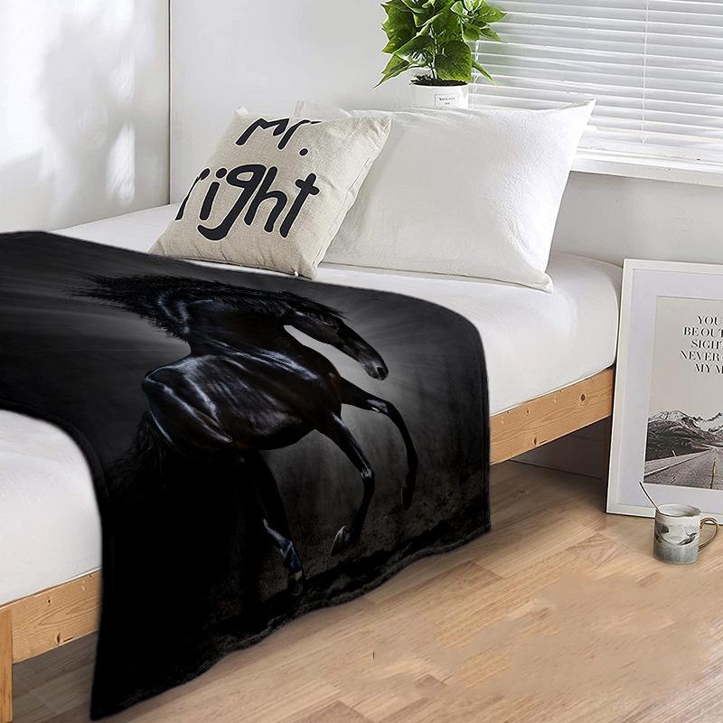 Horse Dark Blanket Suitable All Seasons Soft Comfortable Sofa Office Nap Travel Birthday Gift Christmas Present