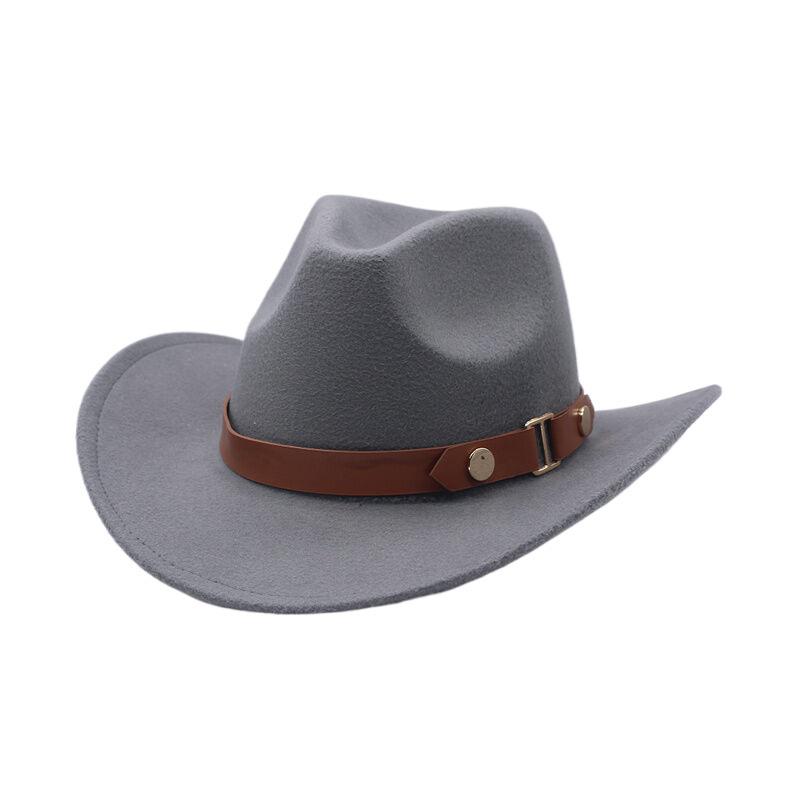 European, American and Western Denim Hats Men's Riding Hats Outdoor Belt Accessories Travel Bent-brimmed Wool Top Hat