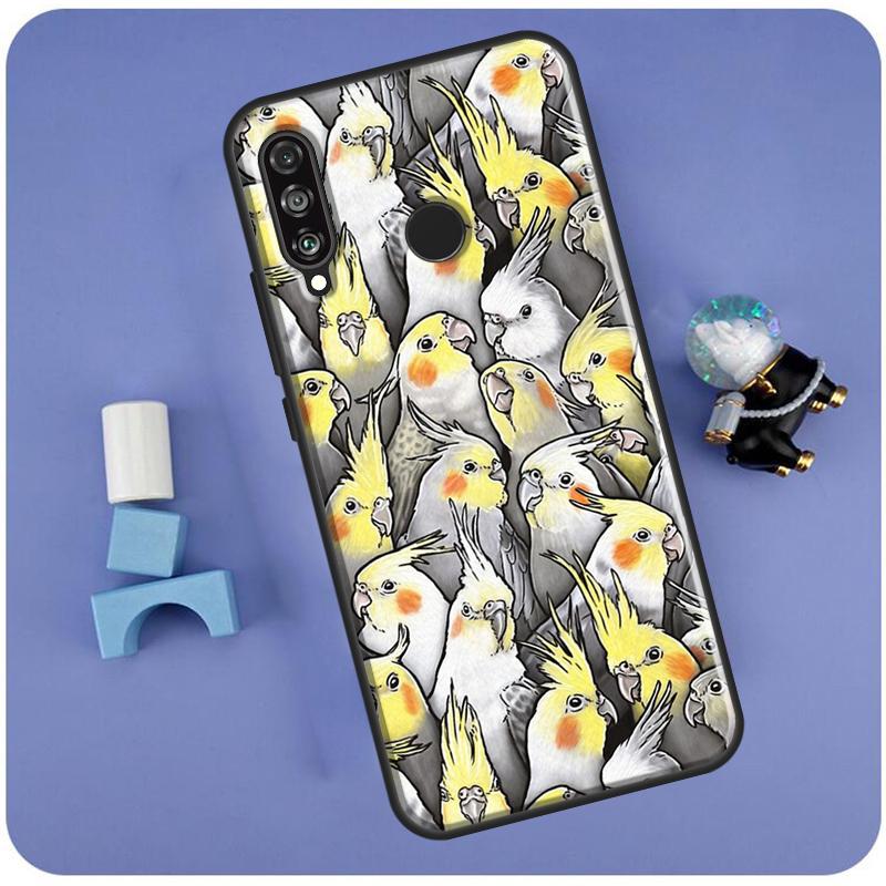 Cartoon Cockatiel Collage For Huawei Nova 10 9 SE 3i 7i 8i 11i 12i Y60 Y61 Y70 Y72 Y73 Y90 Y91 P20 P30 P40 Lite Case