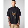Men's Oversized T-Shirt Black Dog With Sunglasses Print Casual Streetwear Style