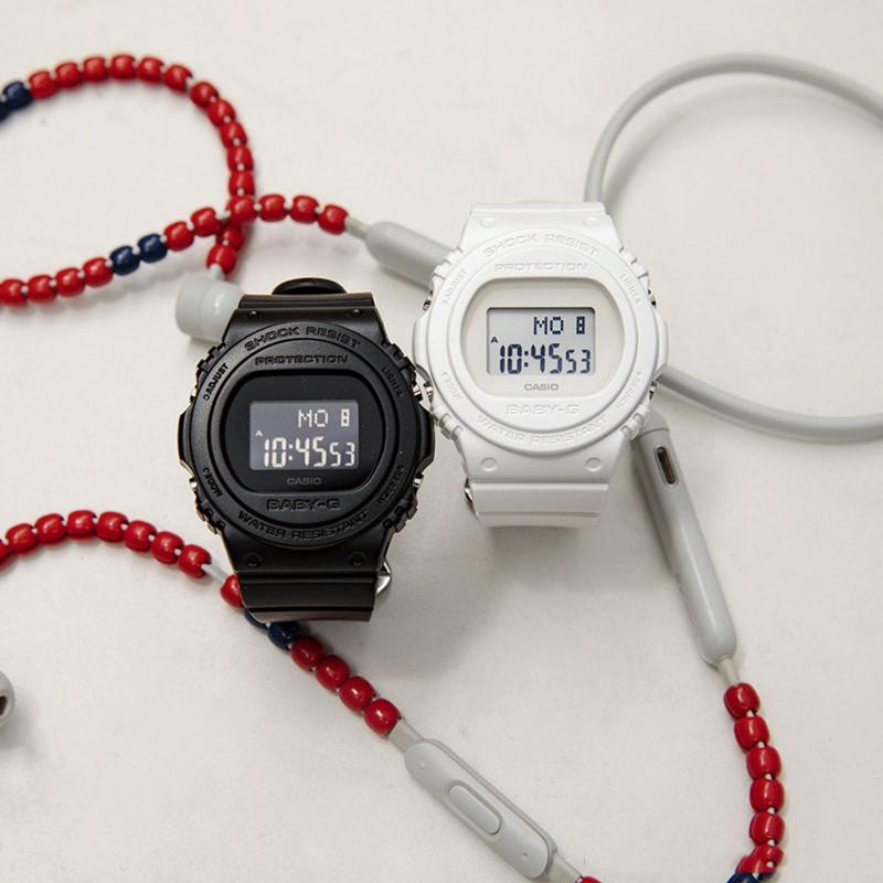Casio Серия BABY-G, водонепроницаемость 200 метров, кварцевый механизм, полимерный ремешок, японские и корейские часы, женские часы, серый циферблат, BGD-570-7PR
