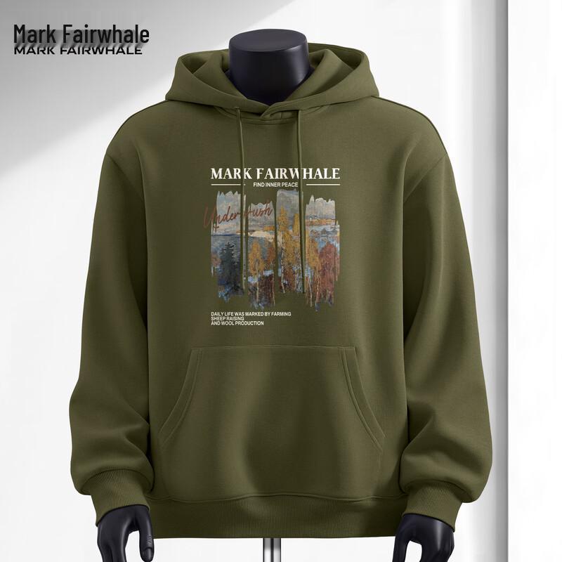 Mark Fairwhale Men's 2025 Autumn Loose Hooded Graphic Sweatshirt