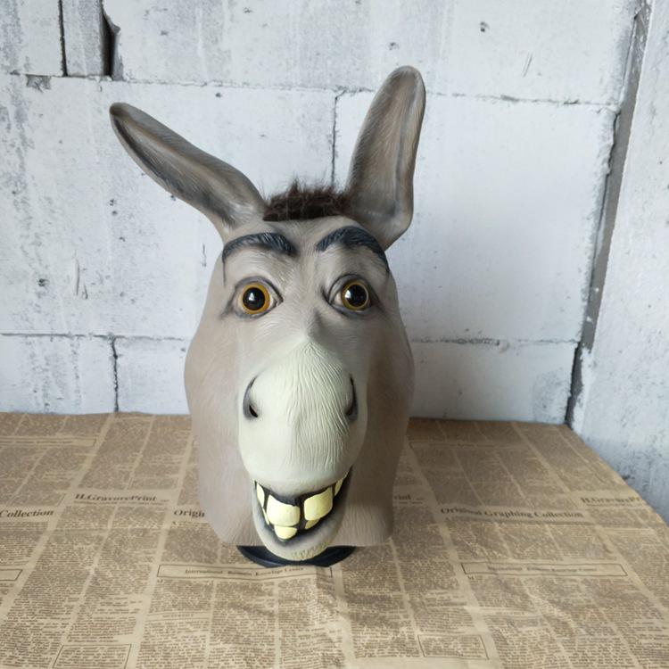 Donkey mask, mischievous donkey costume, Halloween scary costume, funny horse head costume, theatrical performance, animal headgear