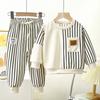 Children's Suit Spring and Autumn Casual Striped Korean Sweater Jacket Sports Two-piece Suit