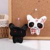 1Pair Black White Injured Broken Ghost Plush Keychain Halloween Cartoon Stuffed Doll Keyring Bag Pendant Couple Decoration