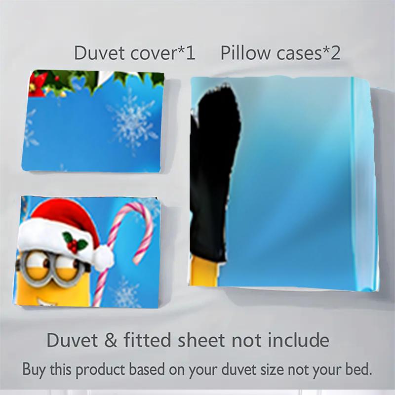 3Pcs Christmas Minions Celebration Bedding Sets For All Sizes New 3D Printed Bed Cover Comforter Duvet Cover Pillowcase Bedroom Decoration