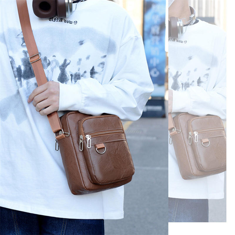 Многослойная деловая кожаная сумка через плечо для мужчин, легкая дорожная повседневная сумка-мессенджер