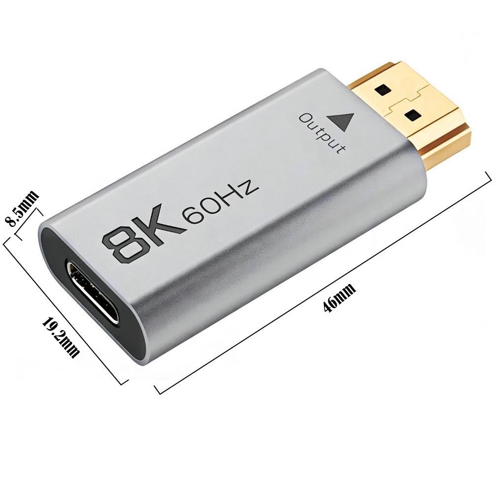 Активный HD-адаптер 8K 60 Гц: Алюминиевый USB-C (мама) на HDTV (папа) (2.1В) CH7218