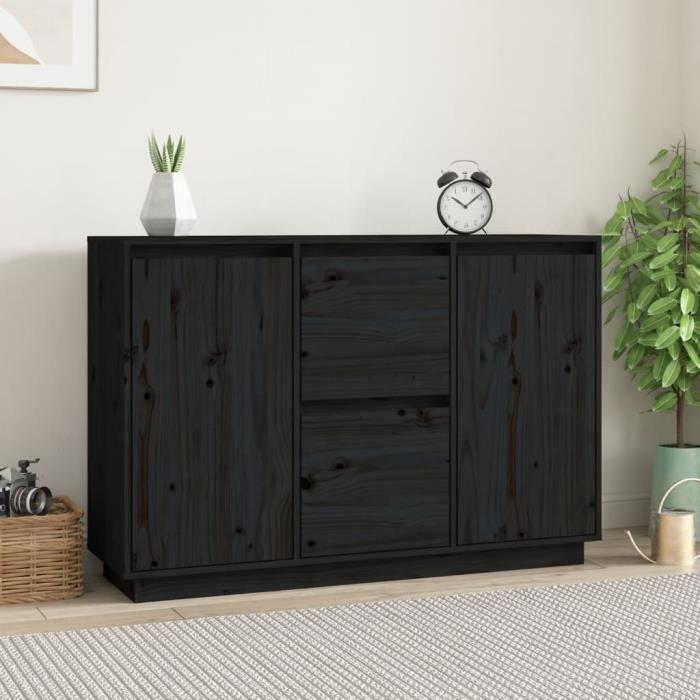 814313 vidaXL Buffet Black 111x34x75 Cm Solid Pine Wood