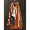 Women Vintage Striped Long Shirt Blouse Casual Loose Button Down Tunic Top Oversized Long Sleeve Pocket Shirt Cardigan Spring Au