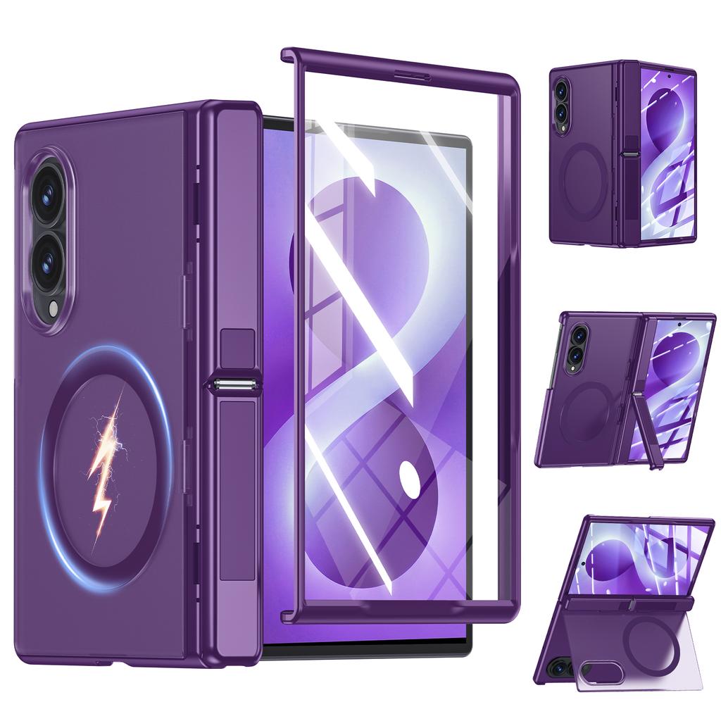 Samsung Galaxy Z Fold 8 Protective Case with Full Hinge Protection and Magnetic Ring Hidden Kickstand-Black