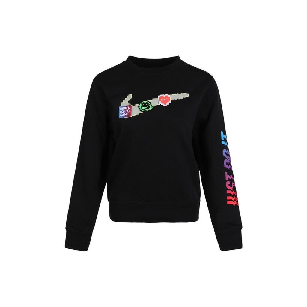 Nike Спортивная одежда с принтом логотипа и круглым вырезом, свитер, толстовка, женские топы, черный цвет DC3941-010