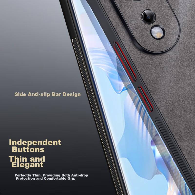Honor 80 Phone Case, Honor 80 Protective Cover, Shockproof Camera Full Protection Soft Case, Simple Luxury Silicone Outer, WoAnd Leather Case, Black