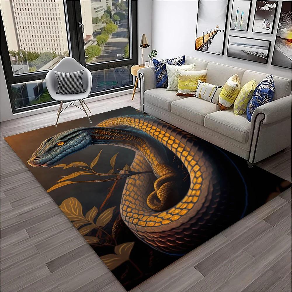 3D Gothic Snake Serpent Python Viper Carpet Rug for Home Living Room Bedroom Sofa Doormat Decor,kids Area Rug Non-slip Floor Mat