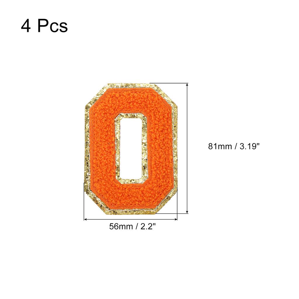 4pcs Chenille Letter Patches Iron on Letter Patches Embroidery Patch Iron on Sew on Jacket Embroidered Letter Patches Orange