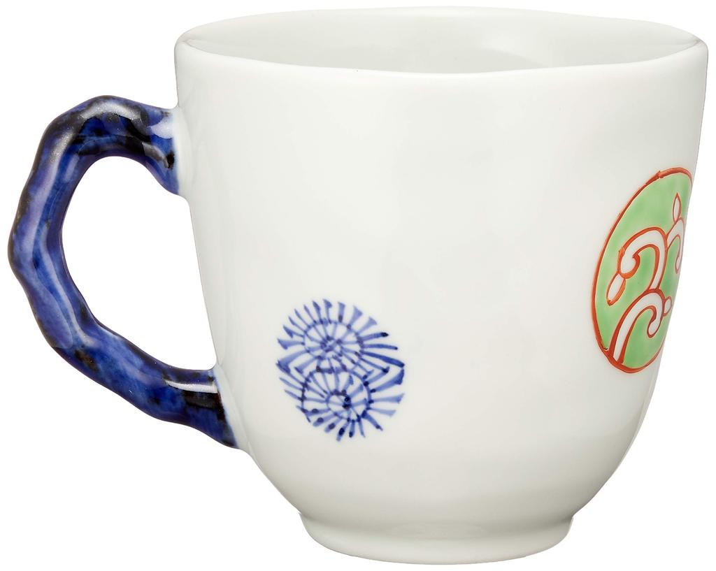 Arita Ware Mug with Round Pattern Arabesque (blue)