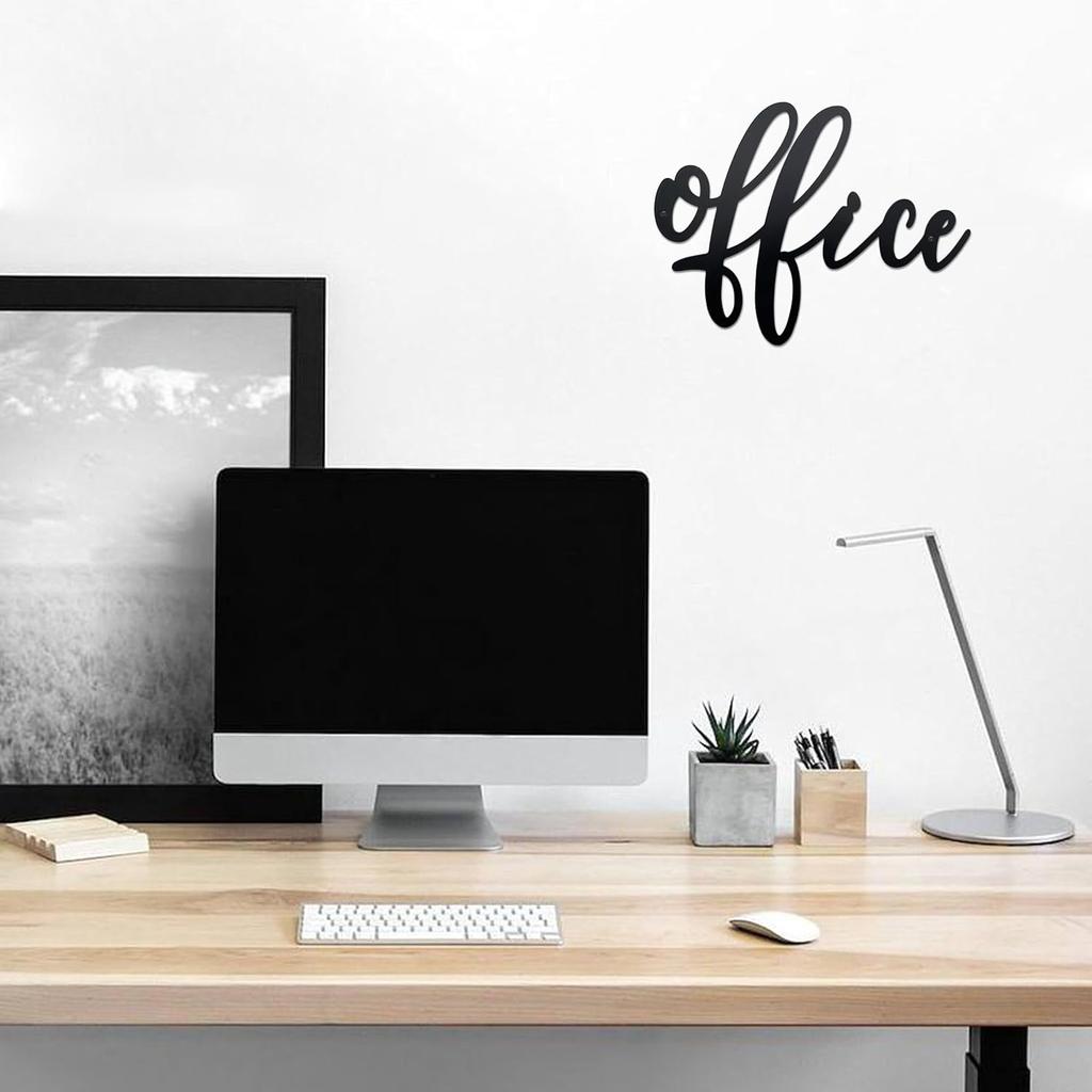 Металлическая табличка на дверь офиса для дома и бизнеса – Художественное настенное украшение с современным шрифтом | Черные офисные таблички для стен, 9" x 7"