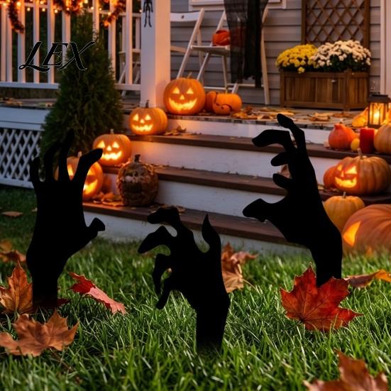 Black Skeleton Hand Silhouette for Garden Stake, Halloween Spooky Yard Sign, Horror Signs Acrylic Scary Decoration Lawn Front Creepy Stakes