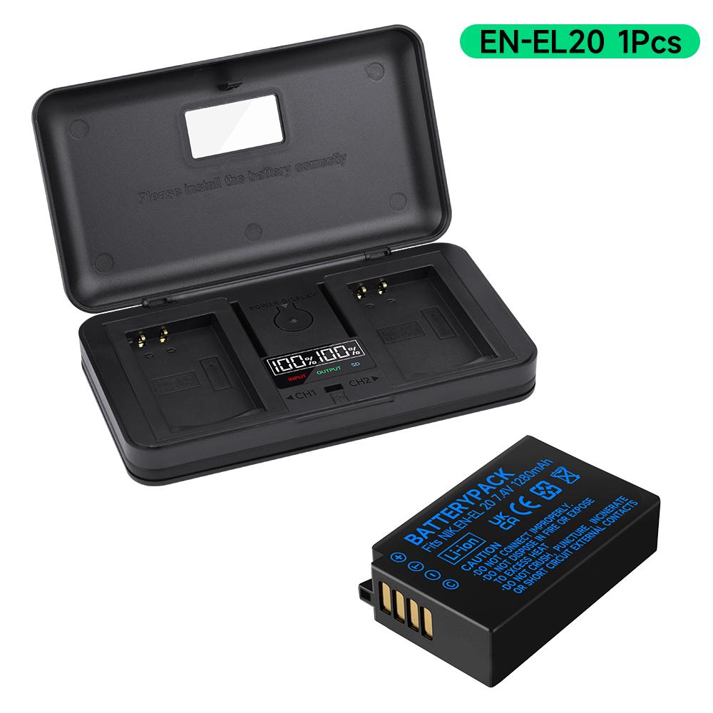 1280 мАч EN-EL20 EN-EL20a Аккумулятор + Многофункциональное зарядное устройство Коробка для хранения аккумуляторов для Nikon Coolpix P1000, 1 j1, 1 J2, 1 J3, 1 S1, 1 V3, Coolpix A