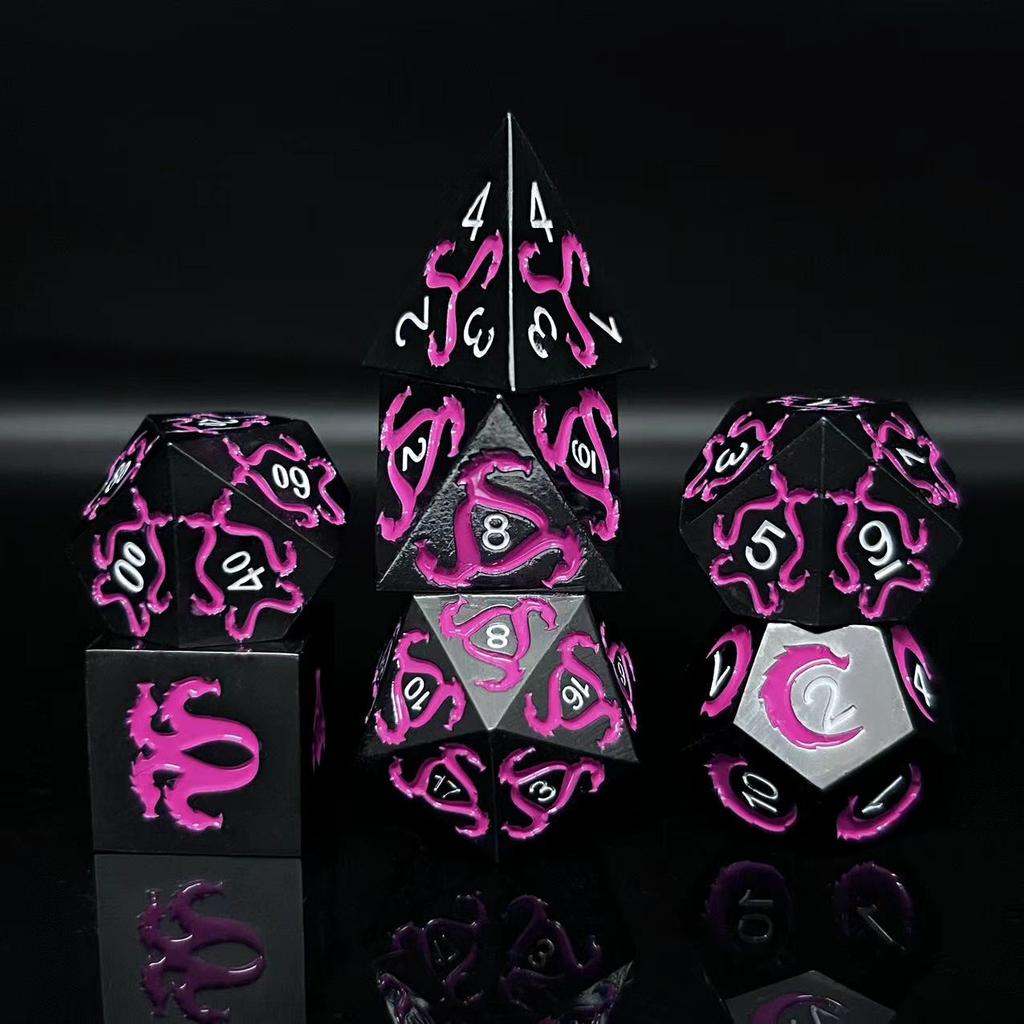Zinc Alloy Hollow Polyhedral Colored Dice Set for D&D Dungeons & Dragons Role-Playing Board Game Right Angle
