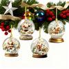 4Pcs Christmas Santa Glass Ball Ornament Winter Holiday Party Xmas Tree Hanging 2D Acrylic Santa Claus Snow House Ball Decoration
