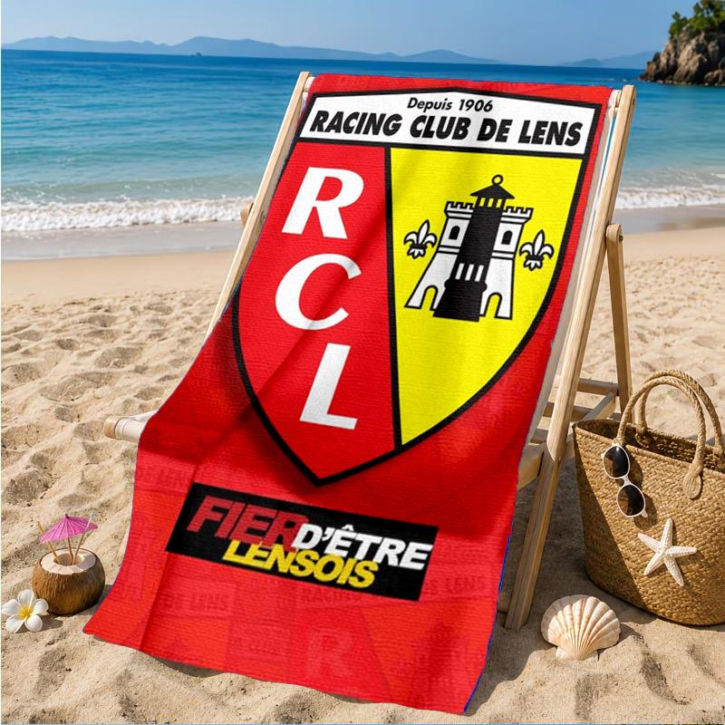 Пляжное полотенце Racing Club De Lens Crest, Быстросохнущее, Легко в уходе, Подходит как для фитнеса, так и для пляжного отдыха, Спортивный незаменимый аксессуар