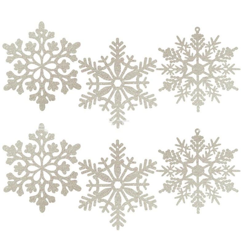 Белые Рождественские Украшения Искусственные Цветы Украшения Ягодные Веточки Подвесные Снежинки для Рождественской Елки Вечеринка Праздничный Декор