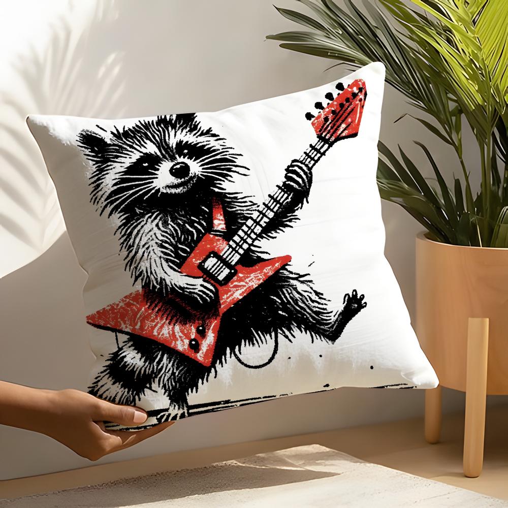 Funny animal guitar playing patterns Linen Cushion Covers For Decorative Sofa Home Pillows Case Car Chair Pillows Cases