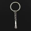 New Fashion Men 30mm Keychain DIY Metal Holder Chain Vintage Microphone 25x7mm Antique Bronze Silver Color Pendant