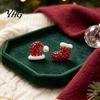 Asymmetric Christmas Hat Stocking Earrings 1 Pair Stud Earrings, Sparkly Red Rhinestone Cute Holiday Party Jewelry And Santa Gifts for Women