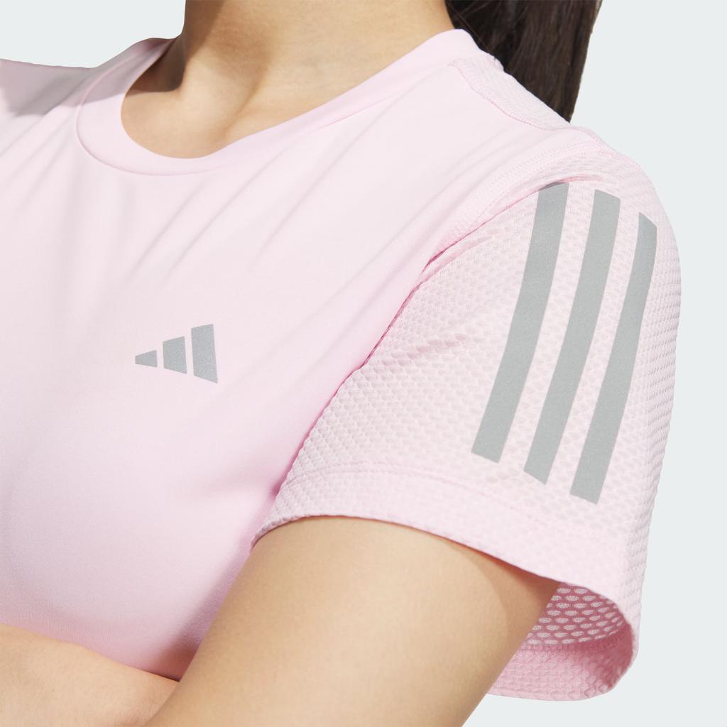 Adidas Быстросохнущая футболка для бега Own The Run Cooler, женские топы, прозрачно-розовый JF1478