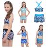 Kids Girls Stage Dancewear Sets Outfits Stretchy Sleeveless Top Sport Yoga Running Gym Workout with Leggings Shorts Hot Pants
