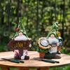 Solar Energy Garden Light Gnome Statue with Light, Cute Resin Watering/Holding Plaque/Pumping Waterproof Patio Decorative Figurine Water Sculpture for