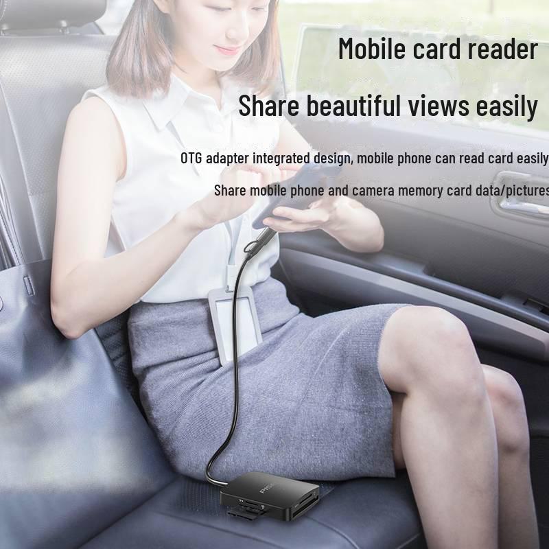 PISEN 4-in-1 USB 3.0 Card Reader for SD, TF, MS, CF - High Speed, Android Type-C Compatible