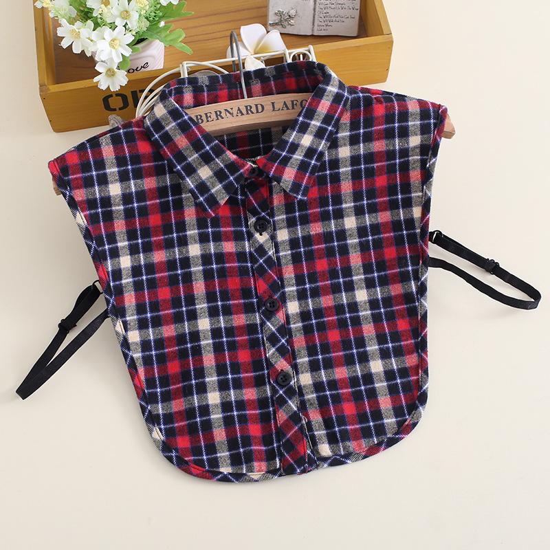 Рубашка универсальная хлопковая клетчатая рубашка декоративный накладной воротник женская базовая B300B310