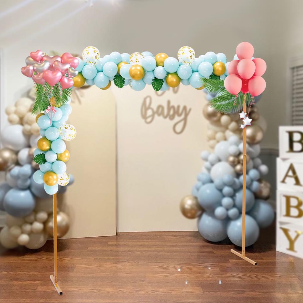 6.6x6.6FT Square Metal Wedding Arch Stand Flower Balloon Arch Stand Backdrop Frame Height Adjustable for Ceremony Party Decor