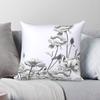 Grey Peony Flower Square Pillowcase Polyester Linen Velvet Printed Zip Decor Pillow Case Room Cushion Cover