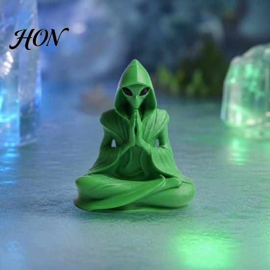 Книжный шкаф Инопланетная Фигурка 3D Печатная Медитативная Статуэтка, Дзен Декор Стола Орнамент, Акцент Мягкой Мебели Милый Внеземной для Домашнего Офиса,