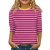 Children's 3/4 Sleeve Tops Knit  Casual  Print T Shirt Round Neck Pullover Blouse