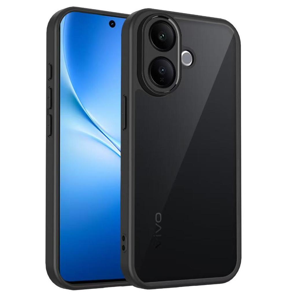Совместим с VIVO V60lite и OPPO A6 PRO, Матовый Прозрачный Черный Противоударный Чехол