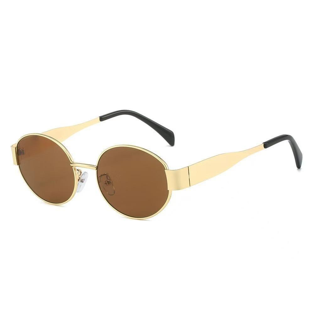 Fashion Metal Small Frame Oval Sunglasses New Women'S Summer Sunscreen Photography Eyeglasses Men Eyeglass Uv400