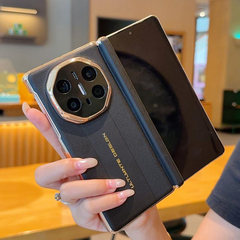 Для Huawei Mate X6 X5 X3 Складной чехол для телефона с двойной центральной осью, гальваническим покрытием, текстурированный, ударопрочный и устойчивый к отпечаткам пальцев