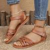 Flat Sandals Women's Summer Casual Cross Belt Comfortable Flat Fashion Versatile Beach Shoes