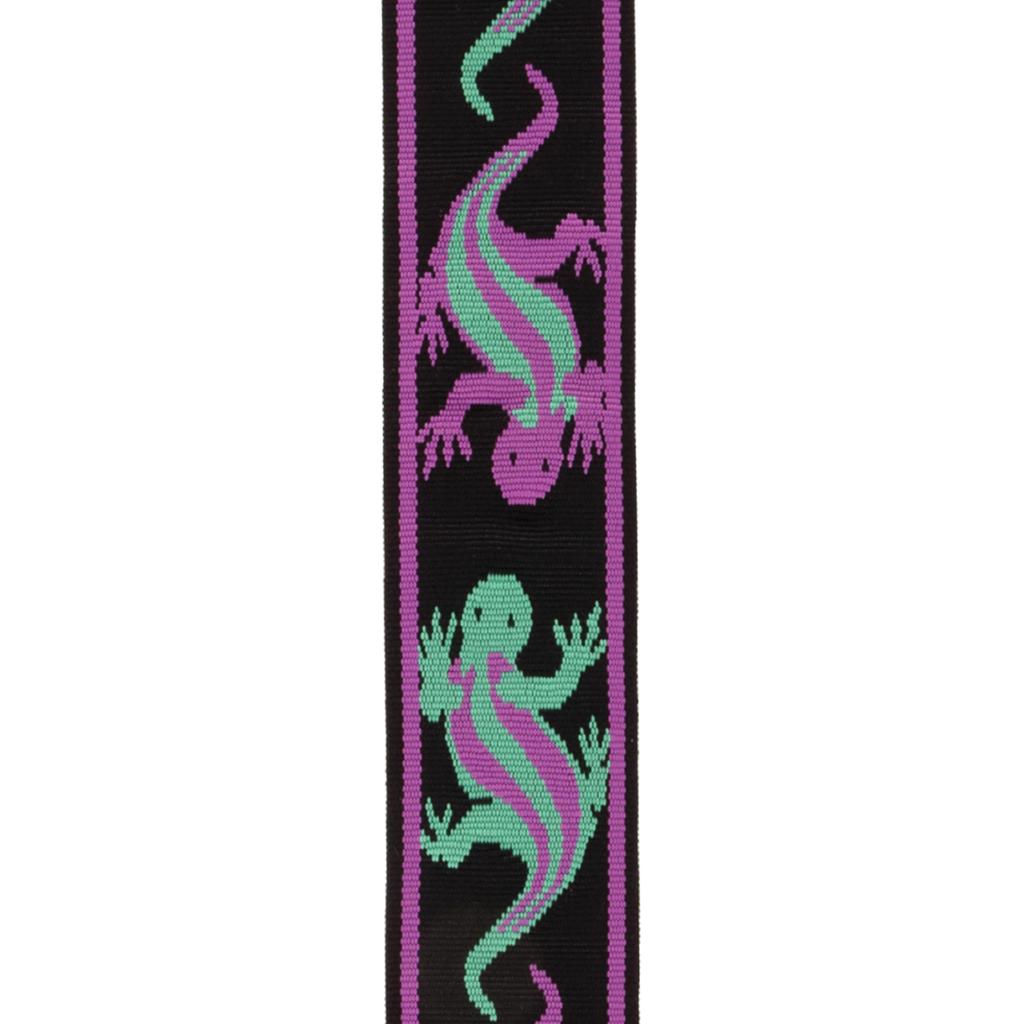 Vingate Strap Collection Lizards 50BALPW01 Guitar Strap with Strap Locks D'Addario Green/Purple