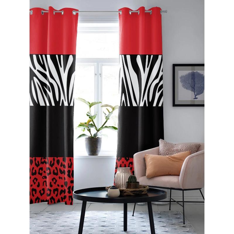 Красная зебра с леопардовым принтом, оконные шторы, домашний декор, оконные шторы для спальни, занавески для гостиной
