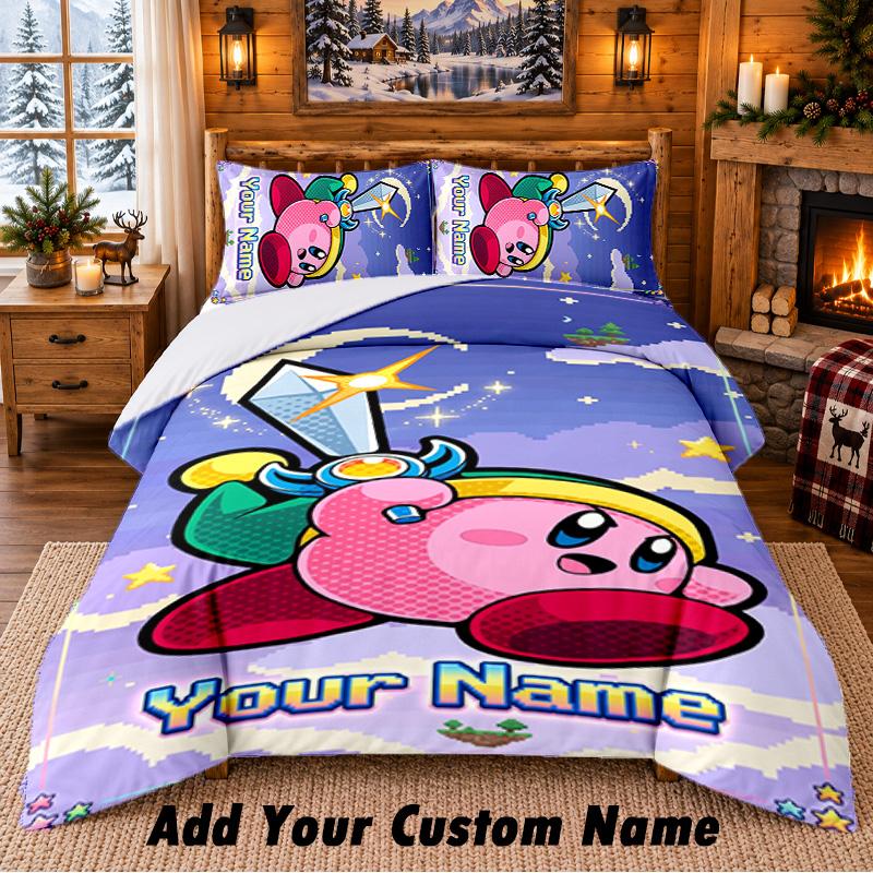 Kirby Custom Name 3Pcs Bedding Set 1 Bed Sheet 2 Pillowcases Bedroom Home Decor