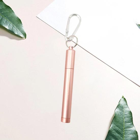 1 комплект многоразовых телескопических соломинок, портативный, из нержавеющей стали, с футляром для переноски, экологически чистый, легко чистится, соломинка