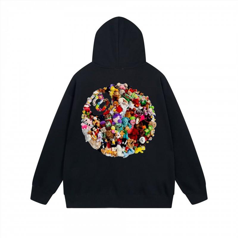 Mens Hooded Zip-Up Sweatshirt With Letter Print Loose Fit Cotton Pullover Winter Daily Wear