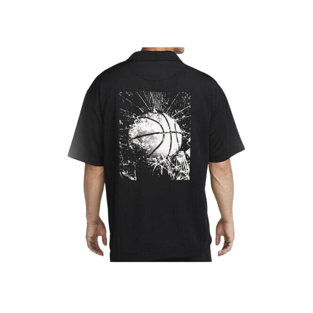 Nike Сплошной цвет с логотипом и воротником-поло с коротким рукавом, повседневная рубашка, мужские топы, черный FB6985-010